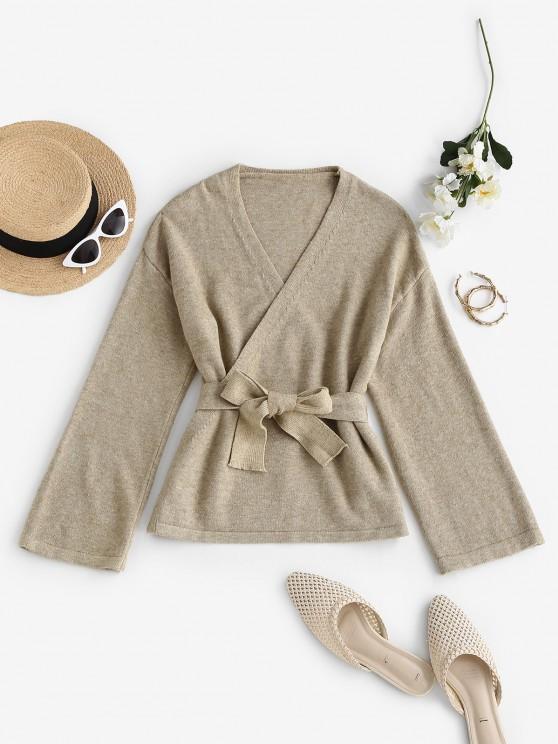 Belted Heathered Wrap Cardigan - INS | Online Fashion Free Shipping Clothing, Dresses, Tops, Shoes