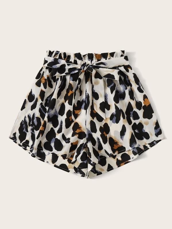 Belted Leopard Print Paperbag Shorts - INS | Online Fashion Free Shipping Clothing, Dresses, Tops, Shoes