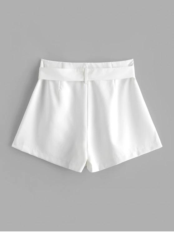 Belted Zip Fly High Waisted Shorts - INS | Online Fashion Free Shipping Clothing, Dresses, Tops, Shoes