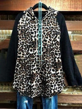 Black Cotton-Blend Leopard Long Sleeve Hoodies - INS | Online Fashion Free Shipping Clothing, Dresses, Tops, Shoes