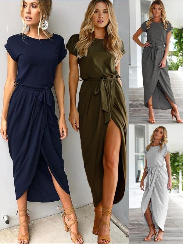 Black Solid Wrap Midi Dress - Dresses - INS | Online Fashion Free Shipping Clothing, Dresses, Tops, Shoes - 03/02/2021 - 2XL - 3XL