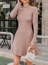 Boat Neck Ribbed Knit Sweater Dress Without Belt - Dresses - INS | Online Fashion Free Shipping Clothing, Dresses, Tops, Shoes - 02/02/2021 - Autumn - Casual Dresses