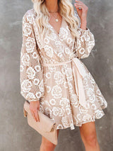 Bohemian Long Sleeve Print Dress - Mini Dresses - INS | Online Fashion Free Shipping Clothing, Dresses, Tops, Shoes - 05/06/2021 - Category_Mini Dresses - Color_Apricot