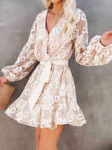 Bohemian Long Sleeve Print Dress - Mini Dresses - INS | Online Fashion Free Shipping Clothing, Dresses, Tops, Shoes - 05/06/2021 - Category_Mini Dresses - Color_Apricot