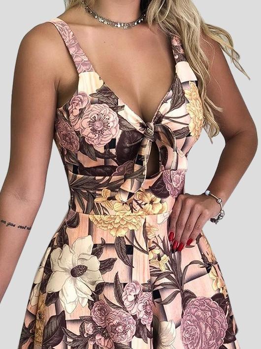 Bow V-neck Loose Suspender Jumpsuit - Jumpsuit & Rompers - INS | Online Fashion Free Shipping Clothing, Dresses, Tops, Shoes - 02/07/2021 - 10-20 - Bottoms