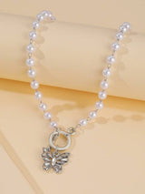 Butterfly Charm Faux Pearl Choker - INS | Online Fashion Free Shipping Clothing, Dresses, Tops, Shoes