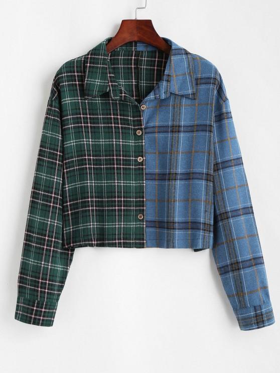 Button Down Contrast Plaid Shirt Jacket - INS | Online Fashion Free Shipping Clothing, Dresses, Tops, Shoes