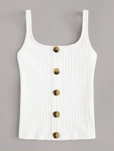Button Front Rib-Knit Cami Top - INS | Online Fashion Free Shipping Clothing, Dresses, Tops, Shoes