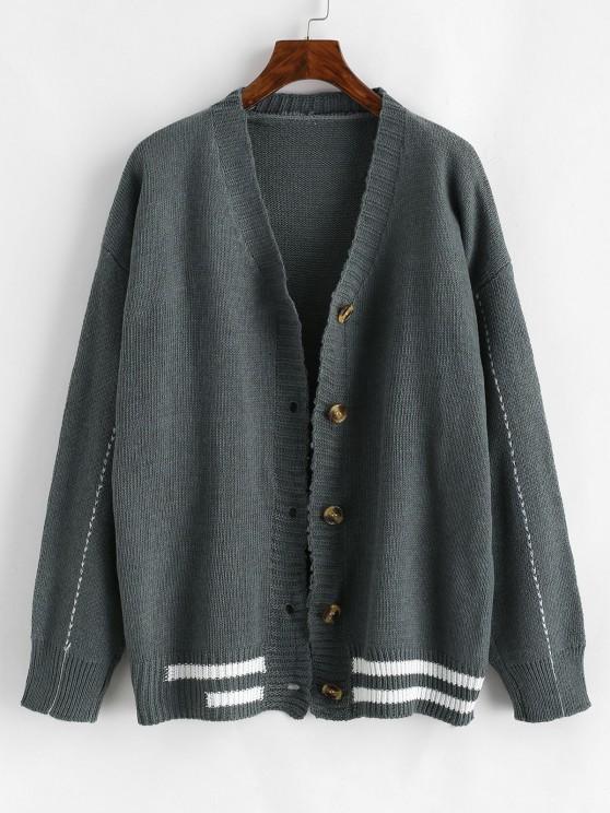 Button Up Contrast Striped Cardigan - INS | Online Fashion Free Shipping Clothing, Dresses, Tops, Shoes