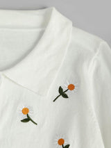 Button Up Daisy Embroidered Cardigan - INS | Online Fashion Free Shipping Clothing, Dresses, Tops, Shoes