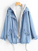 Button Up Denim Jacket and Hooded Vest - Jackets - INS | Online Fashion Free Shipping Clothing, Dresses, Tops, Shoes - 02/09/2021 - 2XL - 3XL