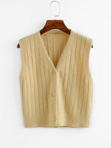 Button Up Plunging Sleeveless Cardigan - INS | Online Fashion Free Shipping Clothing, Dresses, Tops, Shoes