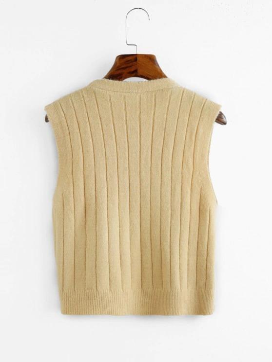 Button Up Plunging Sleeveless Cardigan - INS | Online Fashion Free Shipping Clothing, Dresses, Tops, Shoes
