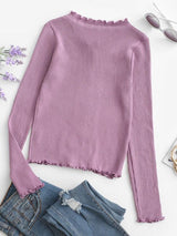 Button Up Ruffled Trim Solid Cardigan - INS | Online Fashion Free Shipping Clothing, Dresses, Tops, Shoes