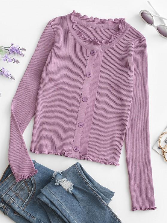 Button Up Ruffled Trim Solid Cardigan - INS | Online Fashion Free Shipping Clothing, Dresses, Tops, Shoes