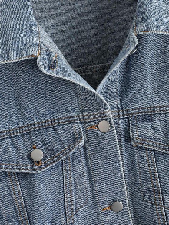 Button Up Zippered Hem Denim Jacket - INS | Online Fashion Free Shipping Clothing, Dresses, Tops, Shoes
