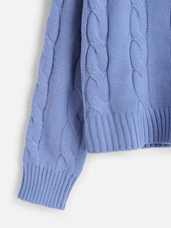 Cable Pointelle Knit Raglan Sleeve Sweater - INS | Online Fashion Free Shipping Clothing, Dresses, Tops, Shoes