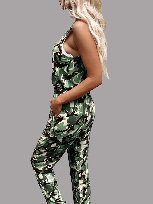 Camouflage Print Round Neck Sleeveless Jumpsuit - Jumpsuits - INS | Online Fashion Free Shipping Clothing, Dresses, Tops, Shoes - 10/06/2021 - Bottoms - Color_Blue
