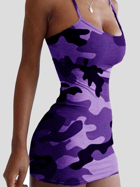 Camouflage Print Sleeveless Suspender Dress - Mini Dresses - INS | Online Fashion Free Shipping Clothing, Dresses, Tops, Shoes - 10-20 - 24/06/2021 - color-blue