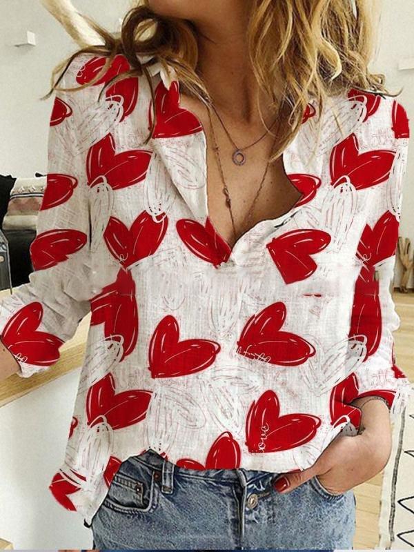 Cardigan Stand Collar Heart Print Blouses - Blouses - INS | Online Fashion Free Shipping Clothing, Dresses, Tops, Shoes - 20-30 - 20/07/2021 - BLO2107201217