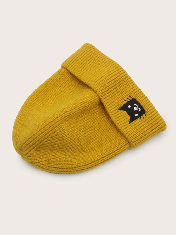 Cartoon Cat Embroidered Beanie - INS | Online Fashion Free Shipping Clothing, Dresses, Tops, Shoes