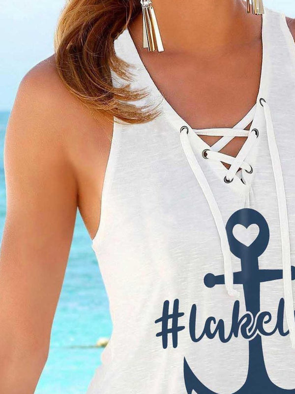 Casual Anchor Print Camisole - Tank Tops - INS | Online Fashion Free Shipping Clothing, Dresses, Tops, Shoes - 01/07/2021 - 10-20 - color-white