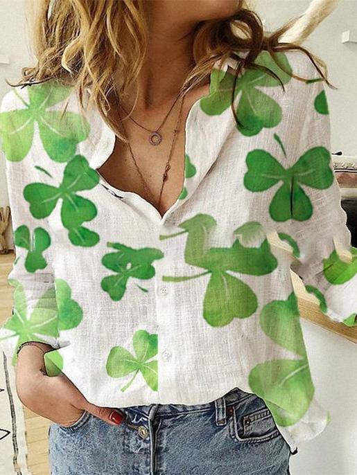 Casual And Comfortable Leaf Print Long Sleeve Blouses - Blouses - INS | Online Fashion Free Shipping Clothing, Dresses, Tops, Shoes - 20-30 - 20/07/2021 - BLO2107201218