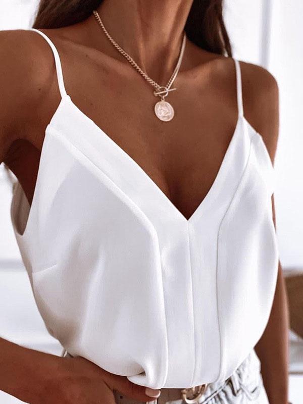 Casual Basic V-neck Loose Sling Tank Top - Tank Tops - INS | Online Fashion Free Shipping Clothing, Dresses, Tops, Shoes - 10-20 - 25/06/2021 - color-black