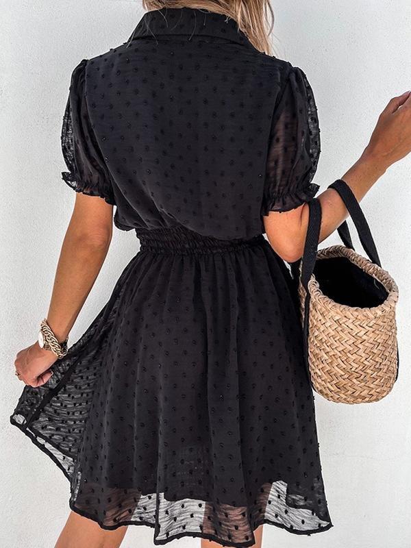 Casual Black Button Embellished Mesh Dress - Mini Dresses - INS | Online Fashion Free Shipping Clothing, Dresses, Tops, Shoes - 20/07/2021 - 30-40 - color-black