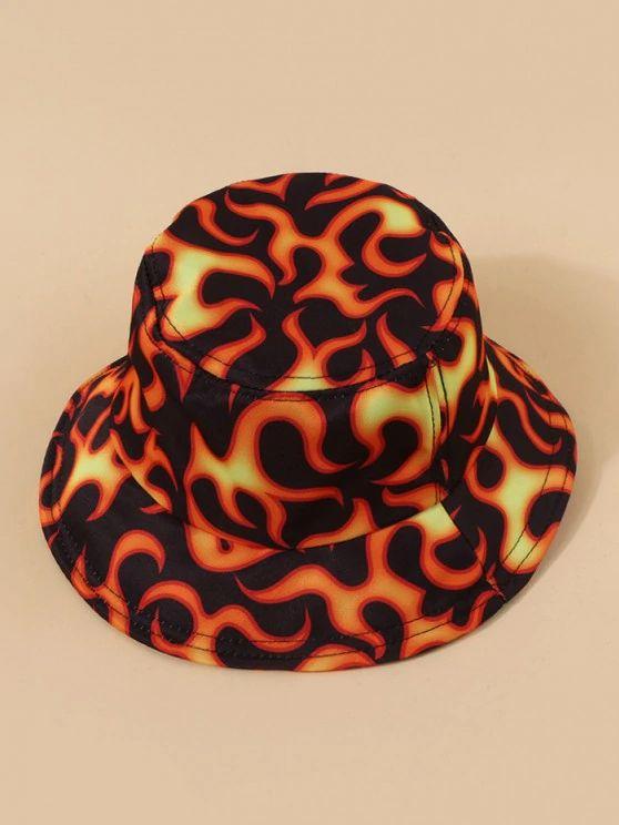 Casual Fire Print Bucket Hat - INS | Online Fashion Free Shipping Clothing, Dresses, Tops, Shoes