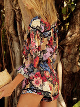 Casual Floral Print Beach Jumpsuit - Rompers - INS | Online Fashion Free Shipping Clothing, Dresses, Tops, Shoes - 17/05/2021 - Color_Mutilcolor - ROM210519055