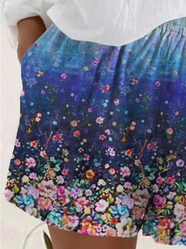Casual Floral Print Pocket Shorts - Shorts - INS | Online Fashion Free Shipping Clothing, Dresses, Tops, Shoes - 11/06/2021 - Bottoms - Color_Blue
