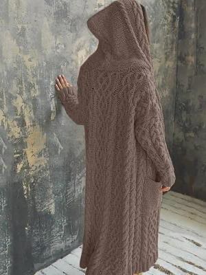 CASUAL KNITTED LONG OUTERWEAR WITH HOOD - INS | Online Fashion Free Shipping Clothing, Dresses, Tops, Shoes