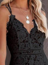 Casual Lace Stitching Suspender Jumpsuit - Jumpsuits - INS | Online Fashion Free Shipping Clothing, Dresses, Tops, Shoes - 09/06/2021 - Bottoms - Color_Black