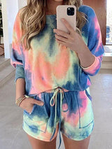 Casual Lace-Up Tie Dye Pants Suit - INS | Online Fashion Free Shipping Clothing, Dresses, Tops, Shoes