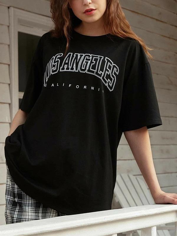 Casual Letter Print Short Sleeve T Shirt - T-Shirts - INS | Online Fashion Free Shipping Clothing, Dresses, Tops, Shoes - 14/05/2021 - 140521 - Category_T Shirts