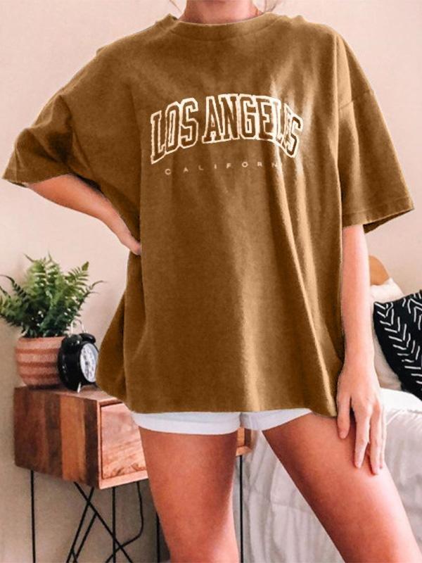 Casual Letter Print Short Sleeve T Shirt - T-Shirts - INS | Online Fashion Free Shipping Clothing, Dresses, Tops, Shoes - 14/05/2021 - 140521 - Category_T Shirts