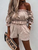 Casual One-shoulder Short-sleeved Two-piece Suit - Sets - INS | Online Fashion Free Shipping Clothing, Dresses, Tops, Shoes - 20-30 - 28/06/2021 - Bottoms