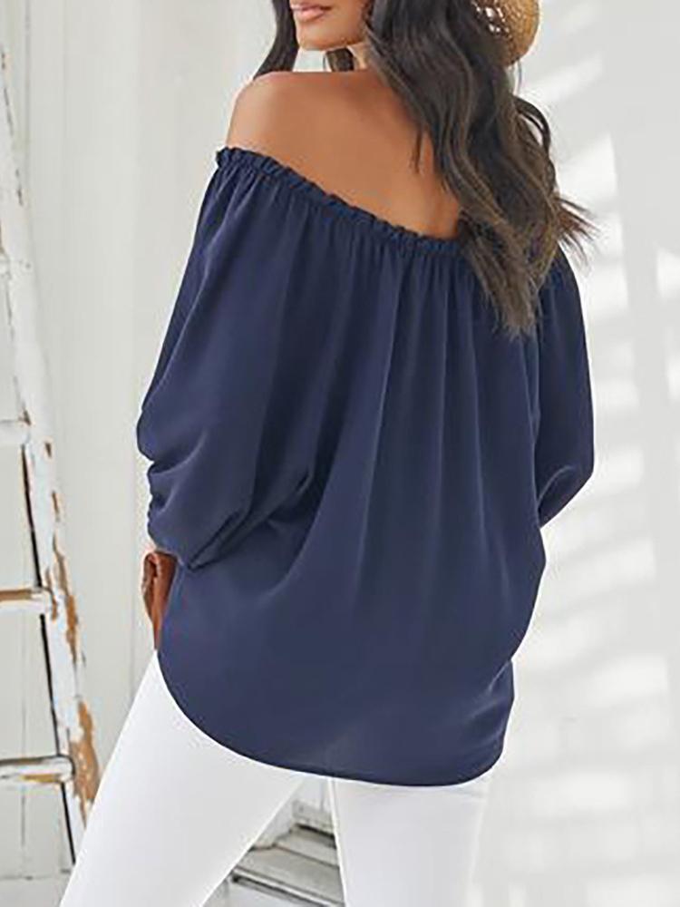 Casual One-word Shoulder Strap Blouse - Blouses - INS | Online Fashion Free Shipping Clothing, Dresses, Tops, Shoes - 20-30 - 30/06/2021 - BLO2106301134