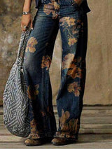 Casual Plus Size Printed Wide-leg Jeans - Jeans - INS | Online Fashion Free Shipping Clothing, Dresses, Tops, Shoes - 01/07/2021 - 20-30 - Bottoms