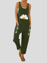 Casual Pocket Printed U-neck Jumpsuit - Jumpsuit & Rompers - INS | Online Fashion Free Shipping Clothing, Dresses, Tops, Shoes - 13/07/2021 - 20-30 - Bottoms