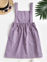 Casual Pockets Overalls Mini Dress - Denim Skirts - INS | Online Fashion Free Shipping Clothing, Dresses, Tops, Shoes - 02/09/2021 - Casual - Color_Purple