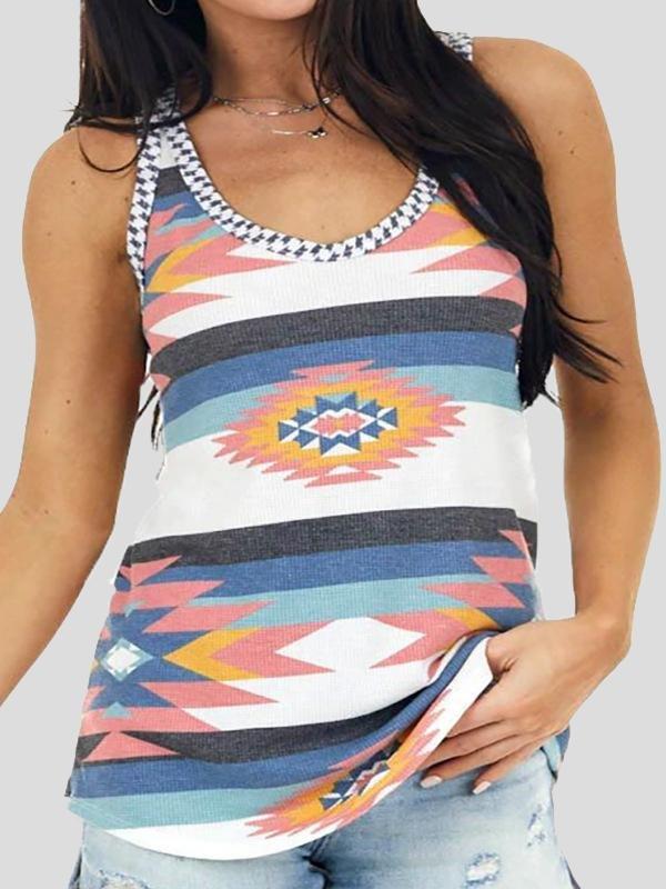 Casual Printed Round Neck Slim Tank Tops - Tank Tops - INS | Online Fashion Free Shipping Clothing, Dresses, Tops, Shoes - 10-20 - 29/06/2021 - Category_Tank Tops