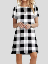 Casual Printed Short Sleeve Round Neck Pocket Dress - Mini Dresses - INS | Online Fashion Free Shipping Clothing, Dresses, Tops, Shoes - 10-20 - 19/07/2021 - Category_Mini Dresses