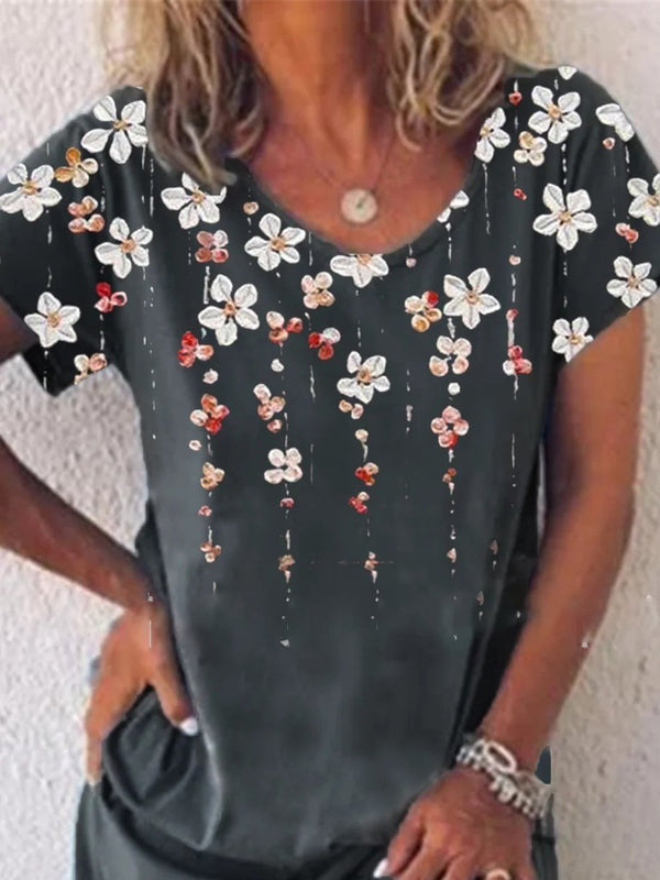 Casual Printed Short Sleeve V-neck Dress - Mini Dresses - INS | Online Fashion Free Shipping Clothing, Dresses, Tops, Shoes - 09/06/2021 - Category_Mini Dresses - Color_Black