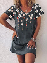 Casual Printed Short Sleeve V-neck Dress - Mini Dresses - INS | Online Fashion Free Shipping Clothing, Dresses, Tops, Shoes - 09/06/2021 - Category_Mini Dresses - Color_Black