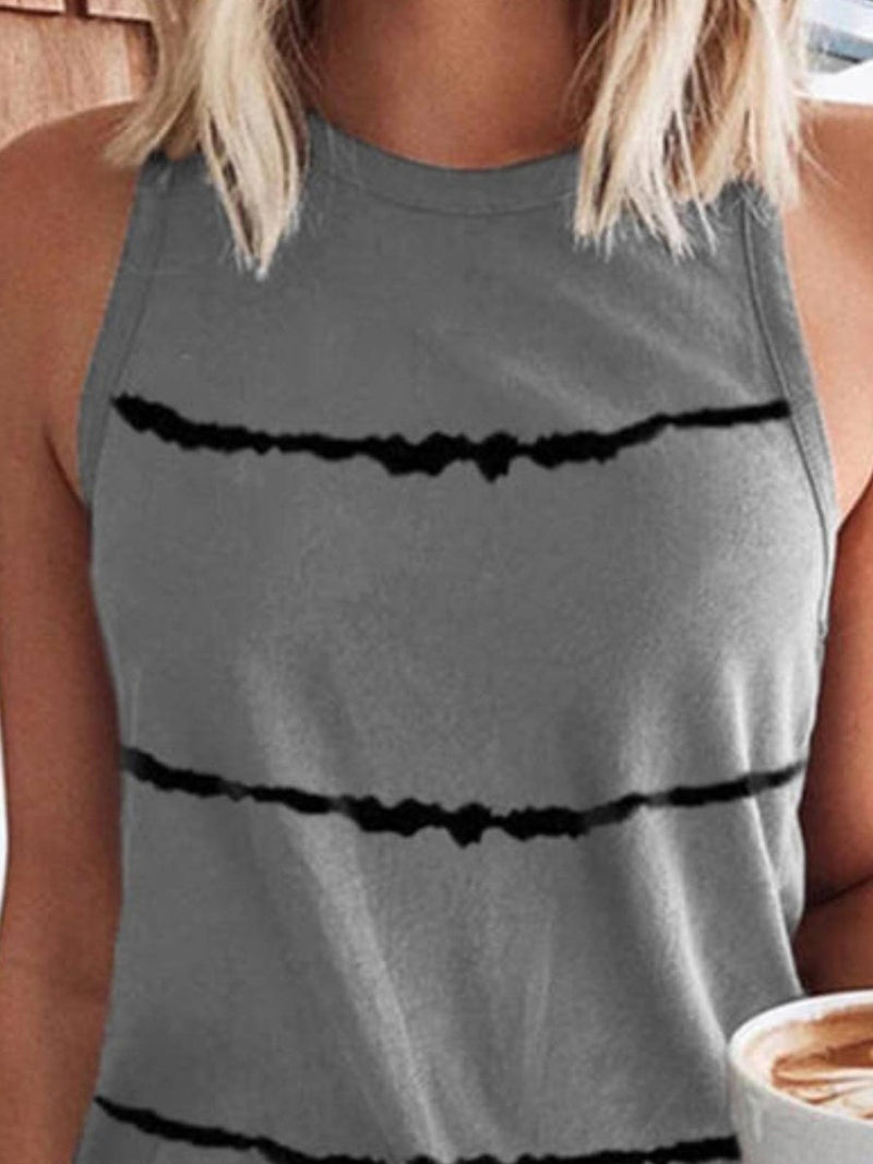 Casual Round Neck Striped Sleeveless Vest - Tank Tops - INS | Online Fashion Free Shipping Clothing, Dresses, Tops, Shoes - 08/06/2021 - Color_Gray - LXQ