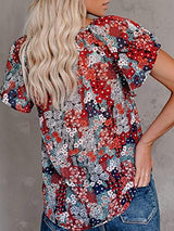 Casual Short-sleeved Loose Printed V-neck Shirt - Blouses - INS | Online Fashion Free Shipping Clothing, Dresses, Tops, Shoes - 10-20 - 18/06/2021 - BLO2106180120