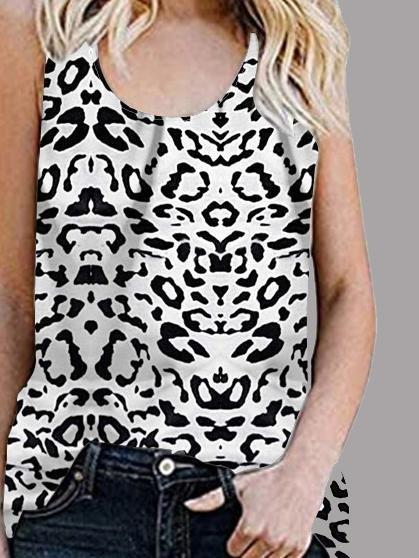 Casual Sleeveless Round Neck Leopard Vest - Tank Tops - INS | Online Fashion Free Shipping Clothing, Dresses, Tops, Shoes - 10/06/2021 - Color_Coffee - Color_White