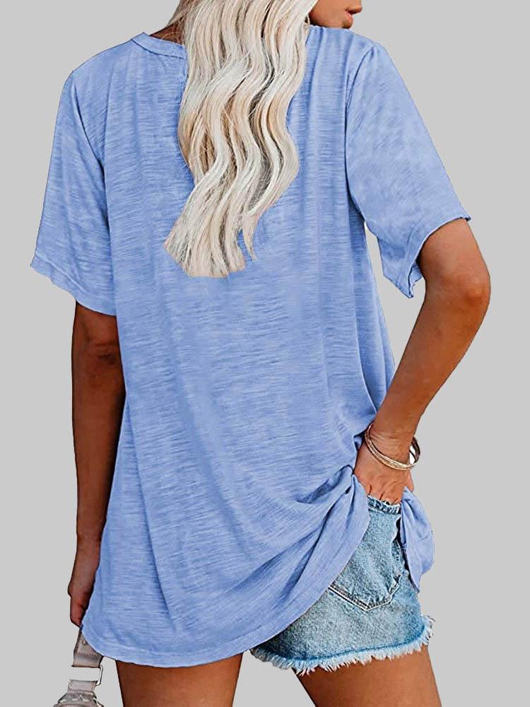 Casual Solid Color Mid-sleeved T-shirt - T-shirts - INS | Online Fashion Free Shipping Clothing, Dresses, Tops, Shoes - 03/06/2021 - Color_Black - Color_Blue